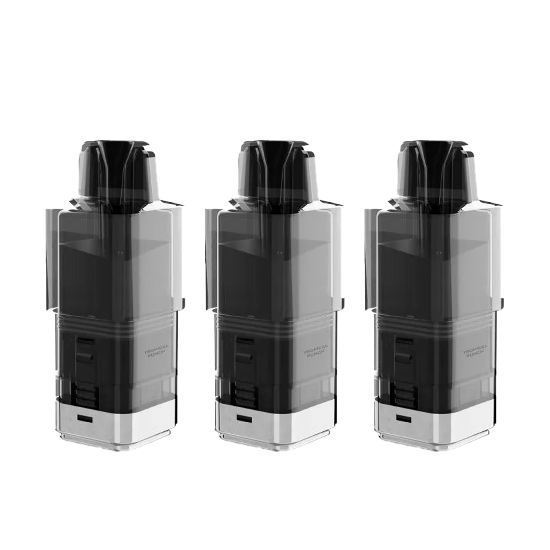 Three Ghost Pro 8000 Prefilled Pods on a white background