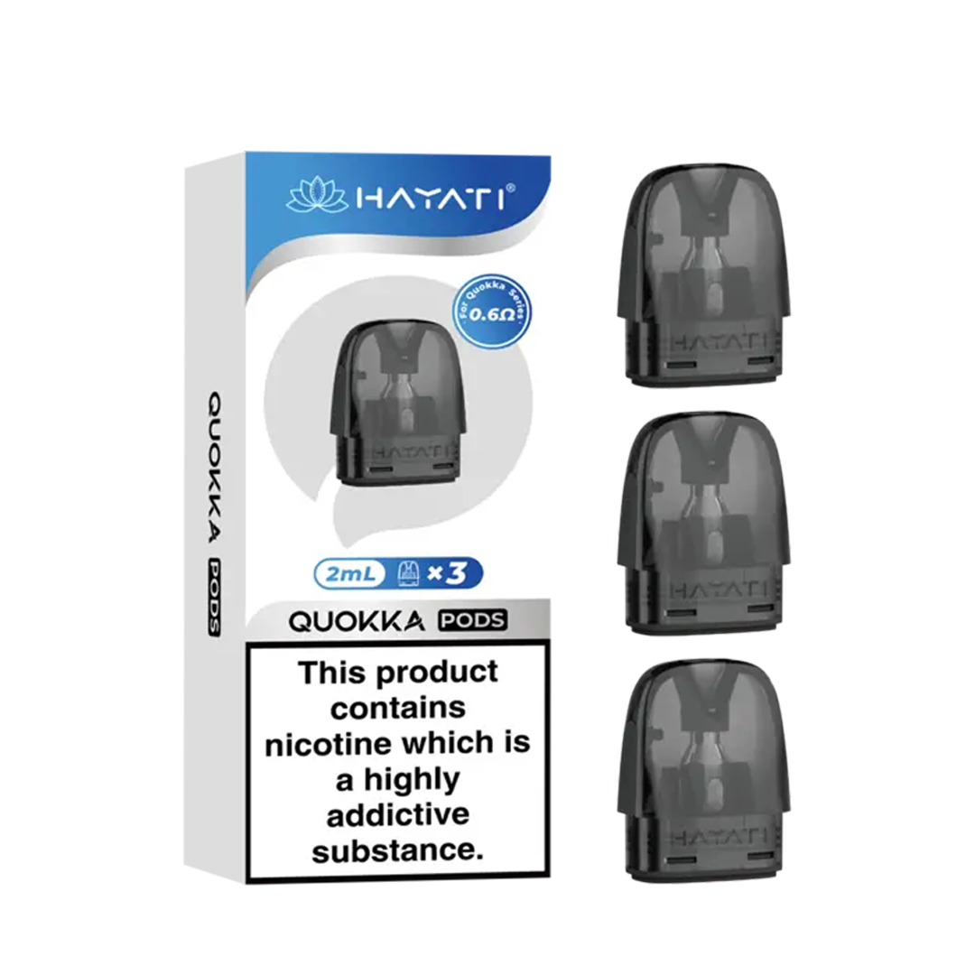 Hayati Quokka vape pods packaging with nicotine warning label on a white background