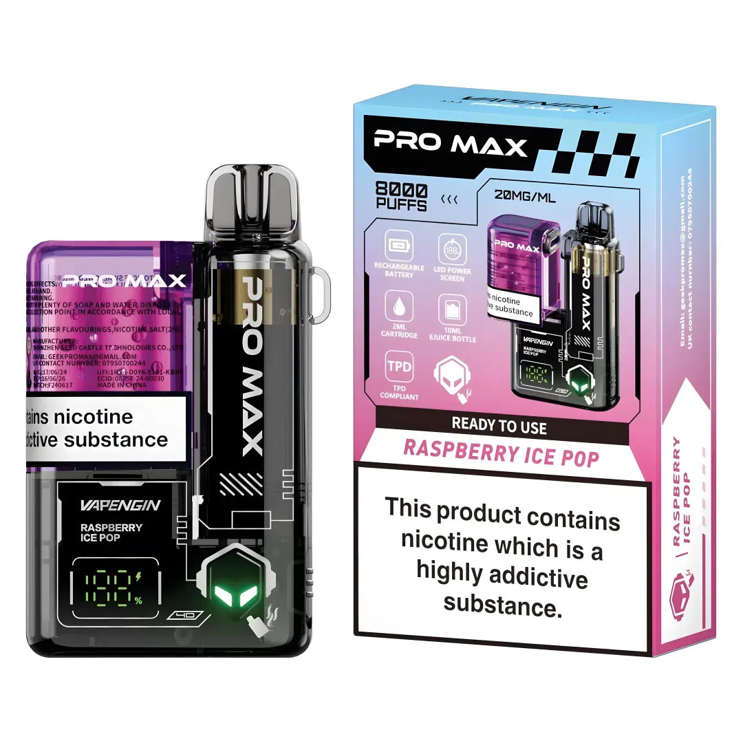 Vapengin Pro Max 8000 Raspberry Ice Pop Flavour