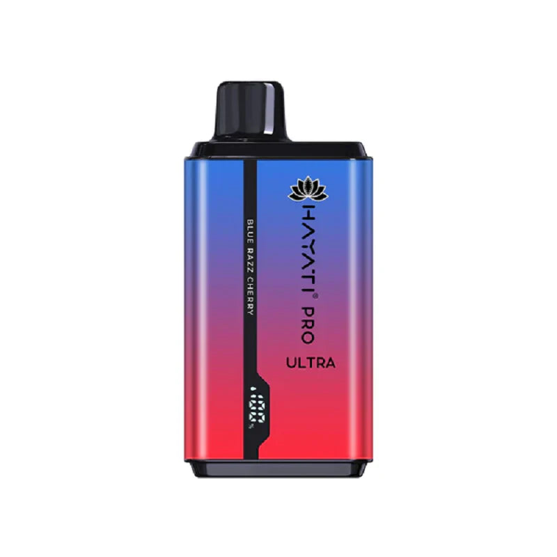 Hayati Pro Ultra 15000 Blue Razz Cherry vape device on a white background