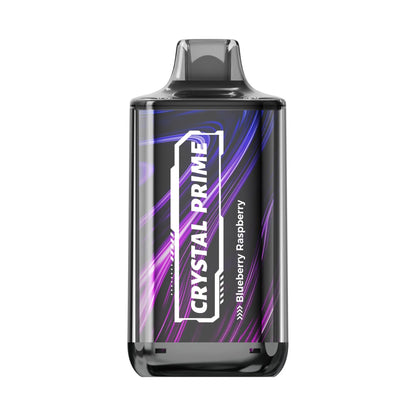 Crystal Prime Deluxe 18000 Blueberry Raspberry vape device with colorful design on a white background