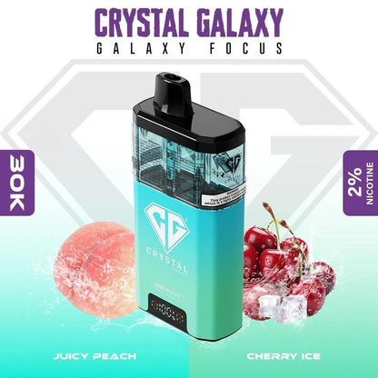 Crystal Galaxy focus 30000 Puffs Dispsoable Vape with Juicy Peach and Cherry Ice Flavours