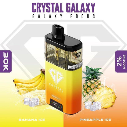 Crystal Galaxy focus 30000 Puffs Dispsoable Vape with Banana Ice and Pineapple Ice Flavours