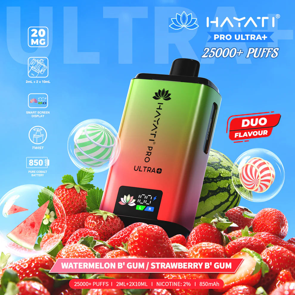 Hayati Pro Ultra 25000 Puffs Watermelon Bubblegum / Strawberry Bubblegum
