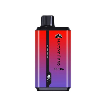 Hayati Pro Ultra 15000 Cherry Berry vape device on a white background