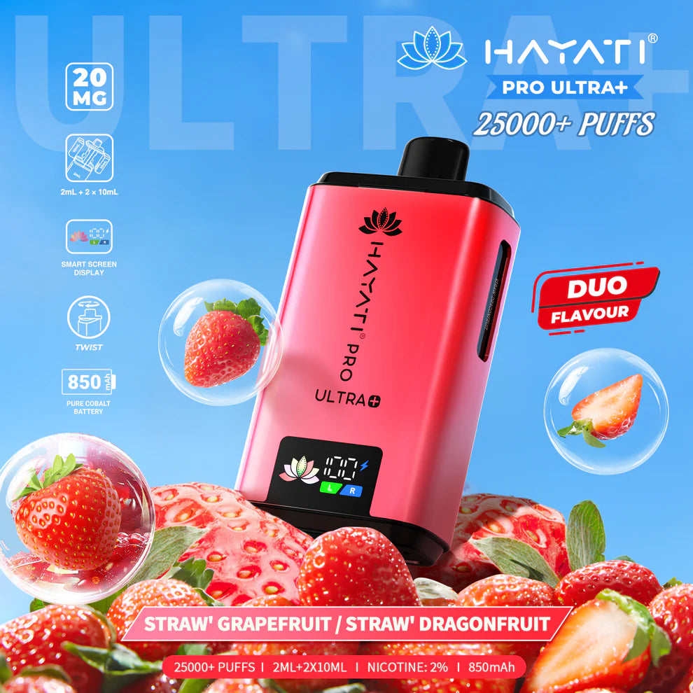 Hayati Pro Ultra 25000 Puffs Strawberry Grapefruit / Strawberries Dragon Fruit
