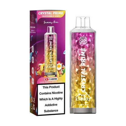 Crystal Prime 7000 Gummy Bear disposable vape and packaging on a white background