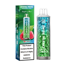 Crystal Prime 7000 Raspberry Mint disposable vape and packaging on a white background
