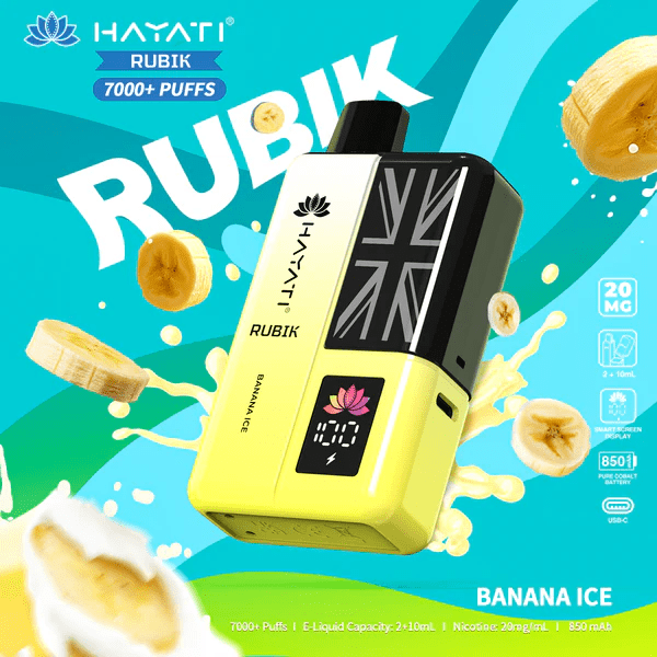 Hayati Rubik 7000 Puffs Prefilled Pod Kit Banana Ice Flavour