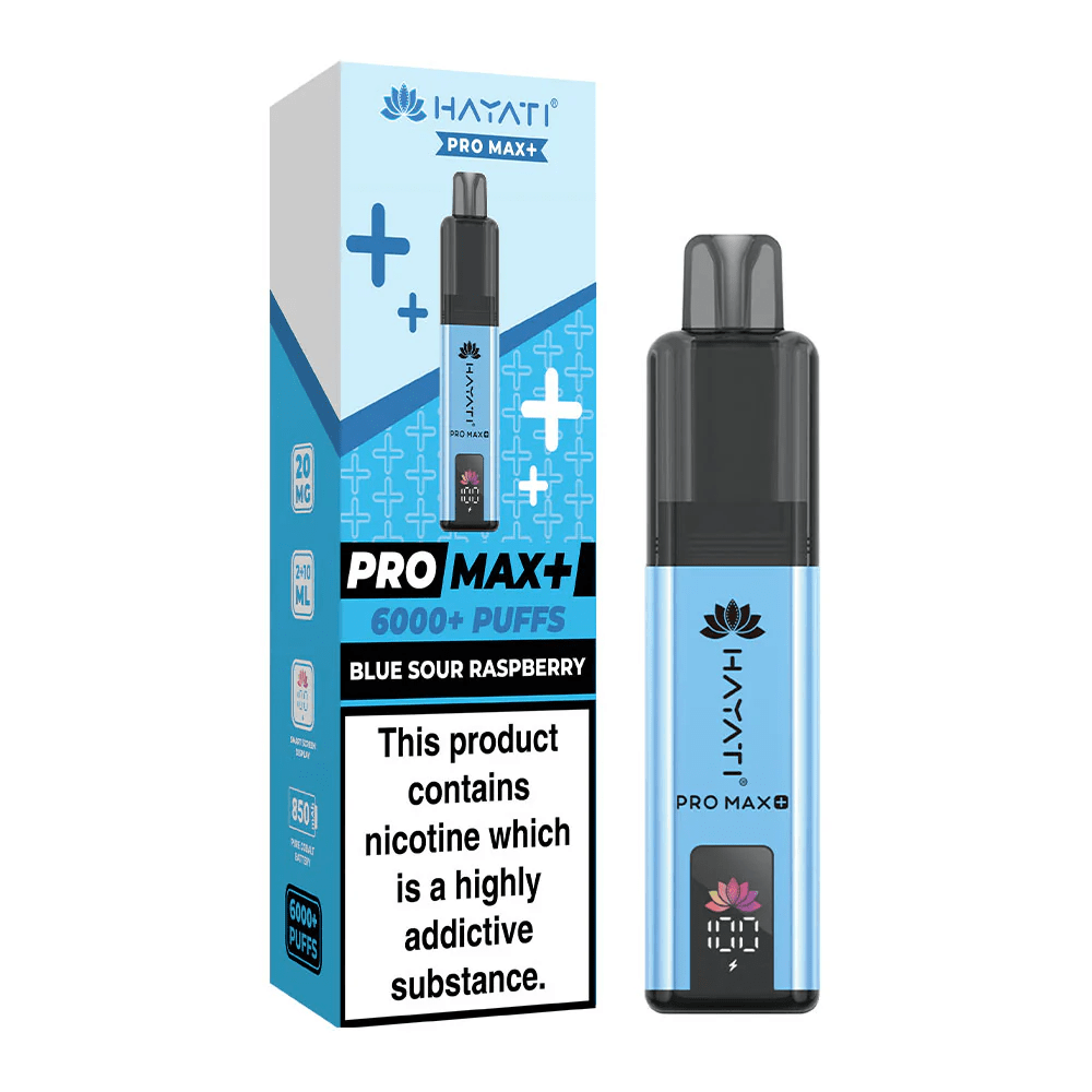 Hayati Pro Max+ Plus 6000 Puffs Disposable Vape  Blue Spir Raspberry Flavour