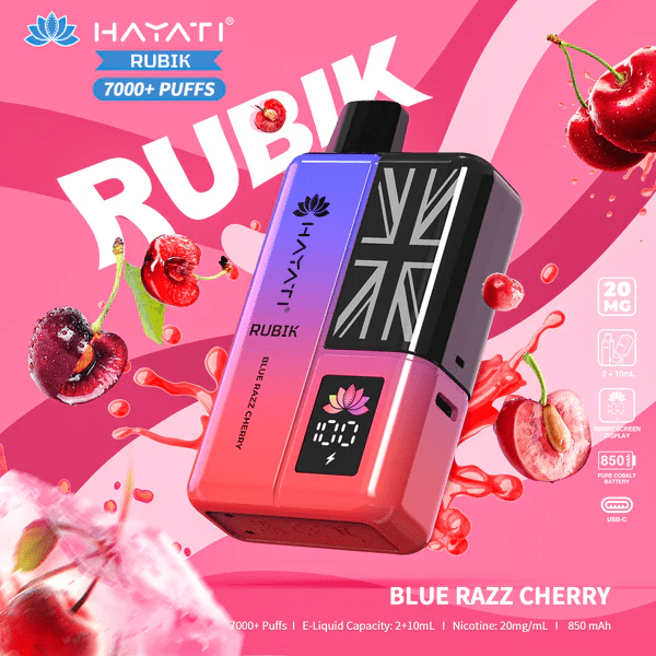 Hayati Rubik 7000 Puffs Prefilled Pod Kit Bue Razz Cherry