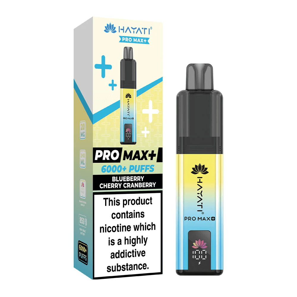 Hayati Pro Max Plus 6000 Puffs Disposable Vape Blueberry Cherry Raspberry Flavour