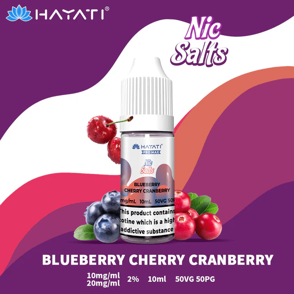 Hayati Pro Max Nic Salt E-Liquids Blueberry Cherry Cranberry Flavour