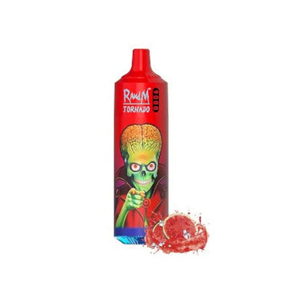 Rick and Morty 9000 Puffs Vape Watermelon Ice flavour  on a white background