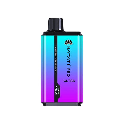 Hayati Pro Ultra 15000 Blue Sour Raspberry vape device on a white background