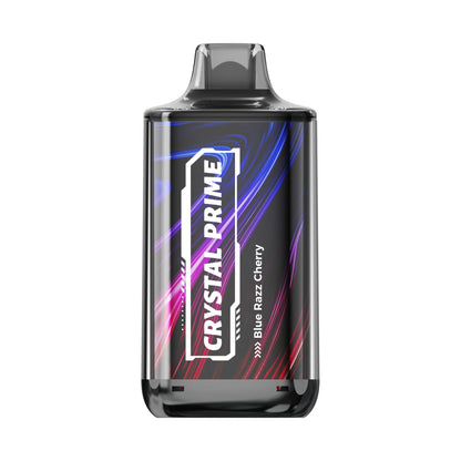 Crystal Prime Deluxe 18000 Blue Razz Cherry vape device with colorful design on a white background