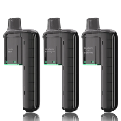 Three Elux FireRose Slidego 20k Prefilled Replacement Pod flavor labels on a white background