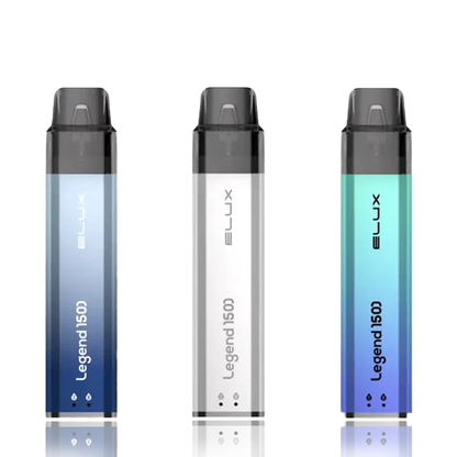Three ELUX Legend 1500 vape devices on a white background