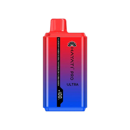 Hayati Pro Ultra 15000 Blueberry Hubba Bubba/Watermelon Hubba Bubba vape device on a white background