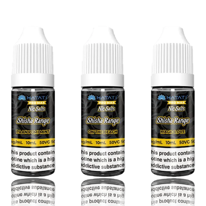 Three Hayati Pro Max Shisha Nic Salt 10/20 mg on a white background