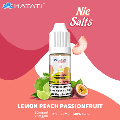 Hayati Pro Max Nic Salt E-Liquids Lemon Peach PassionFruit Flavour