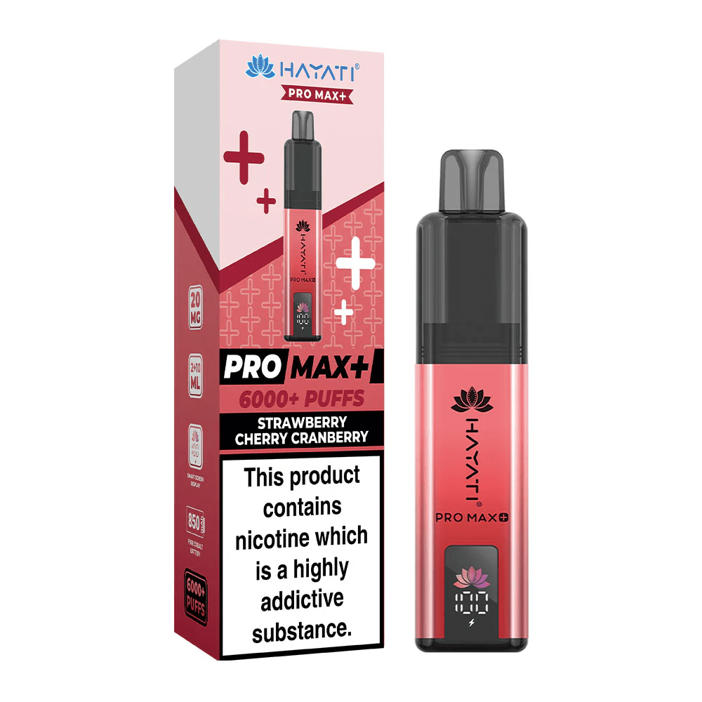 Hayati Pro Max+ Plus 6000 Puffs Disposable Vape Strawberry Cherry Cranberry Flavour