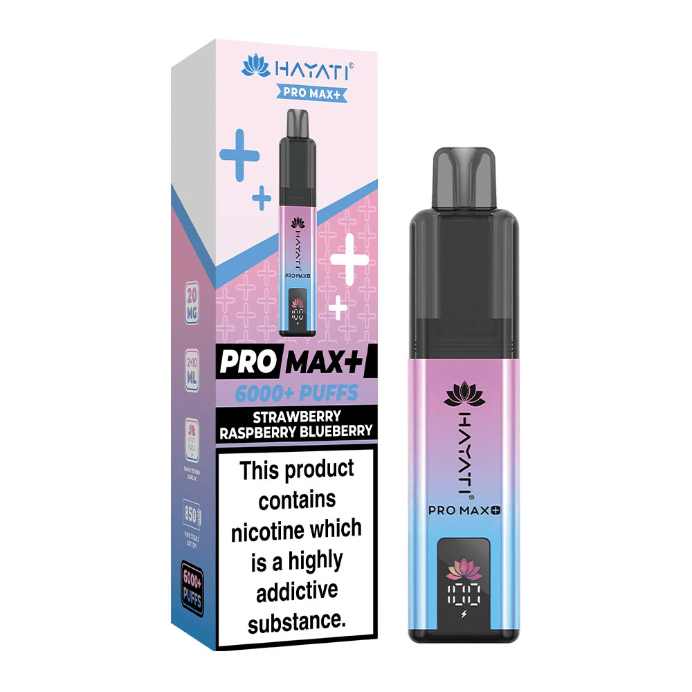 Hayati Pro Max+ Plus 6000 Puffs Disposable Vape Strawberry Raspberry Blueberry Flavour