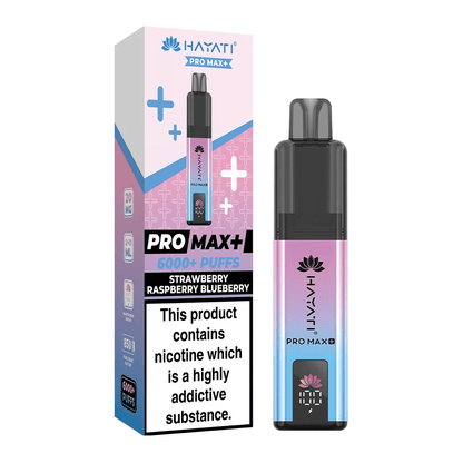 Hayati Pro Max+ Plus 6000 Puffs Disposable Vape Strawberry Raspberry Blueberry Flavour