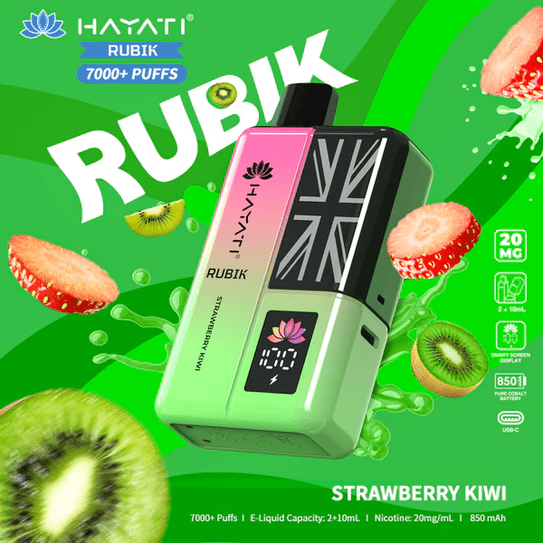 Hayati Rubik 7000 Puffs Prefilled Pod Kit Strawberry Kiwi Flavour