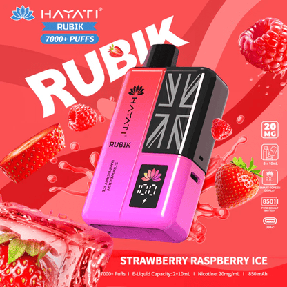 Hayati Rubik 7000 Puffs Prefilled Pod Kit Strawberry Raspberry Ice Flavour