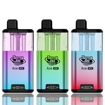 Three Twister Bar Ace 40K Puffs Prefilled Pod Kit on a white background