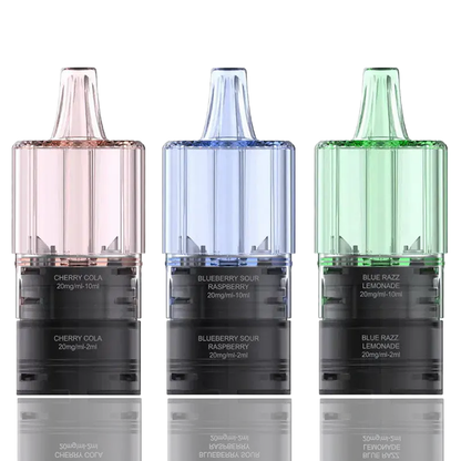 Three Uwell Viscore Pro Plus 40K Prefilled Replacement Pods with different colored tops on a white background