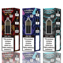 Three VNSN Quake 10000 Puffs Refill Pods Packaging on White background
