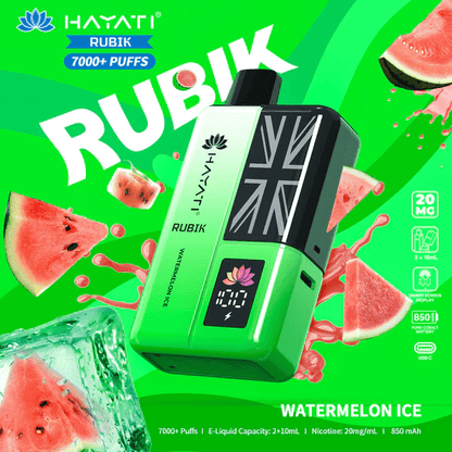 Hayati Rubik 7000 Puffs Prefilled Pod Kit Watermelon Ice Flavour