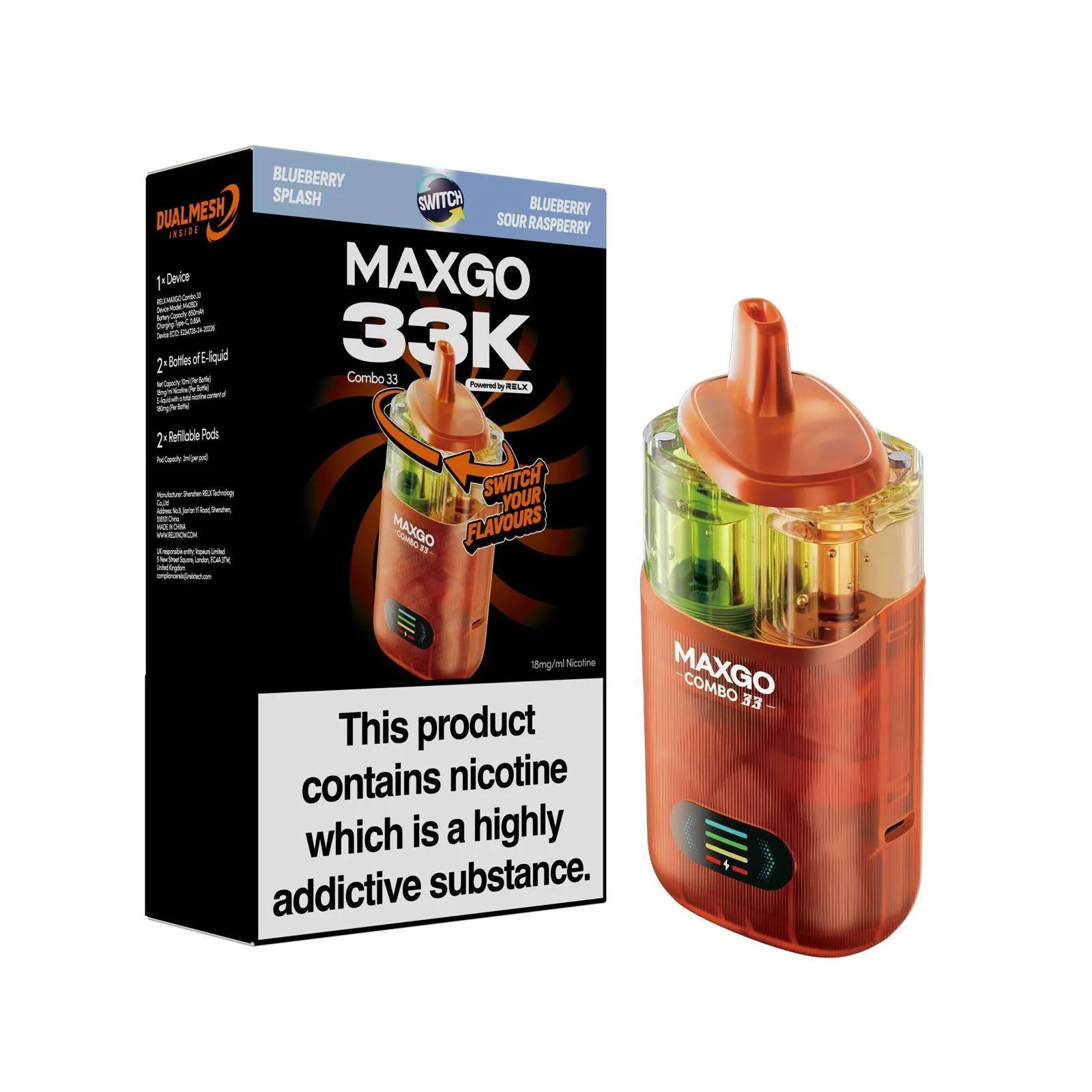 RELX MAXGO COMBO 33K Vape Kit 10.99 Only RELX MAXGO COMBO 33K Vape Kit 10.99 Only