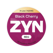 ZYN Black Cherry nicotine pouch packaging on a white background