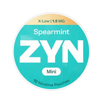 ZYN Spearmint Mini nicotine pouches packaging on a white background