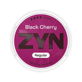 ZYN Black Cherry nicotine pouches packaging on a white background