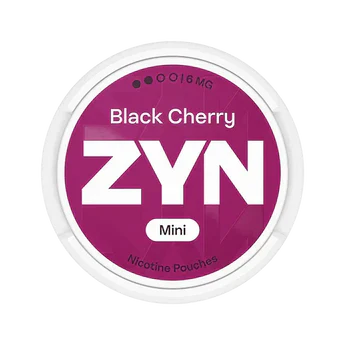 ZYN Black Cherry Mini nicotine pouches packaging on a white background