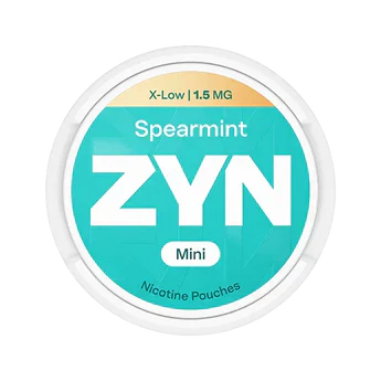ZYN Spearmint Mini nicotine pouches packaging on a white background
