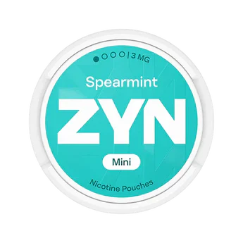 ZYN Spearmint Mini nicotine pouches container on a white background
