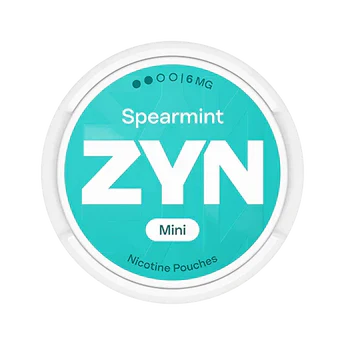 ZYN Spearmint Mini nicotine pouches container on a white background
