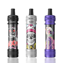 Three Aspire magnum vaping devices with colorful designs on a white background