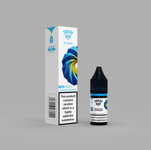 Solo Bar e-liquid bottle BlueRazzLemonade and packaging on a gray background