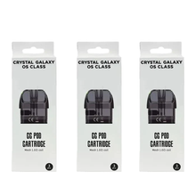 Three packages of Crystal Galaxy OS Class GG Pod Cartridge on a white background