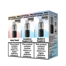 Crystal Pro CP 10K Refill Pods now available at vape ease uk and the image is showing 3 box of refill pods.