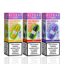 Three ELF BAR Plus50 refill packs on a white background