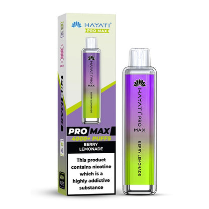 Hayati Pro Max 4000 Berry Lemonade vape device and packaging on a white background