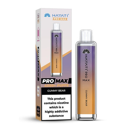 Hayati Pro Max 4000 vape device in gummy bear flavour and packaging on a white background