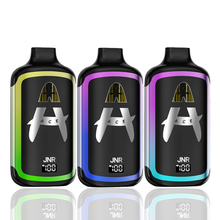 Three JNR Ace vape devices with colorful borders on a white background
